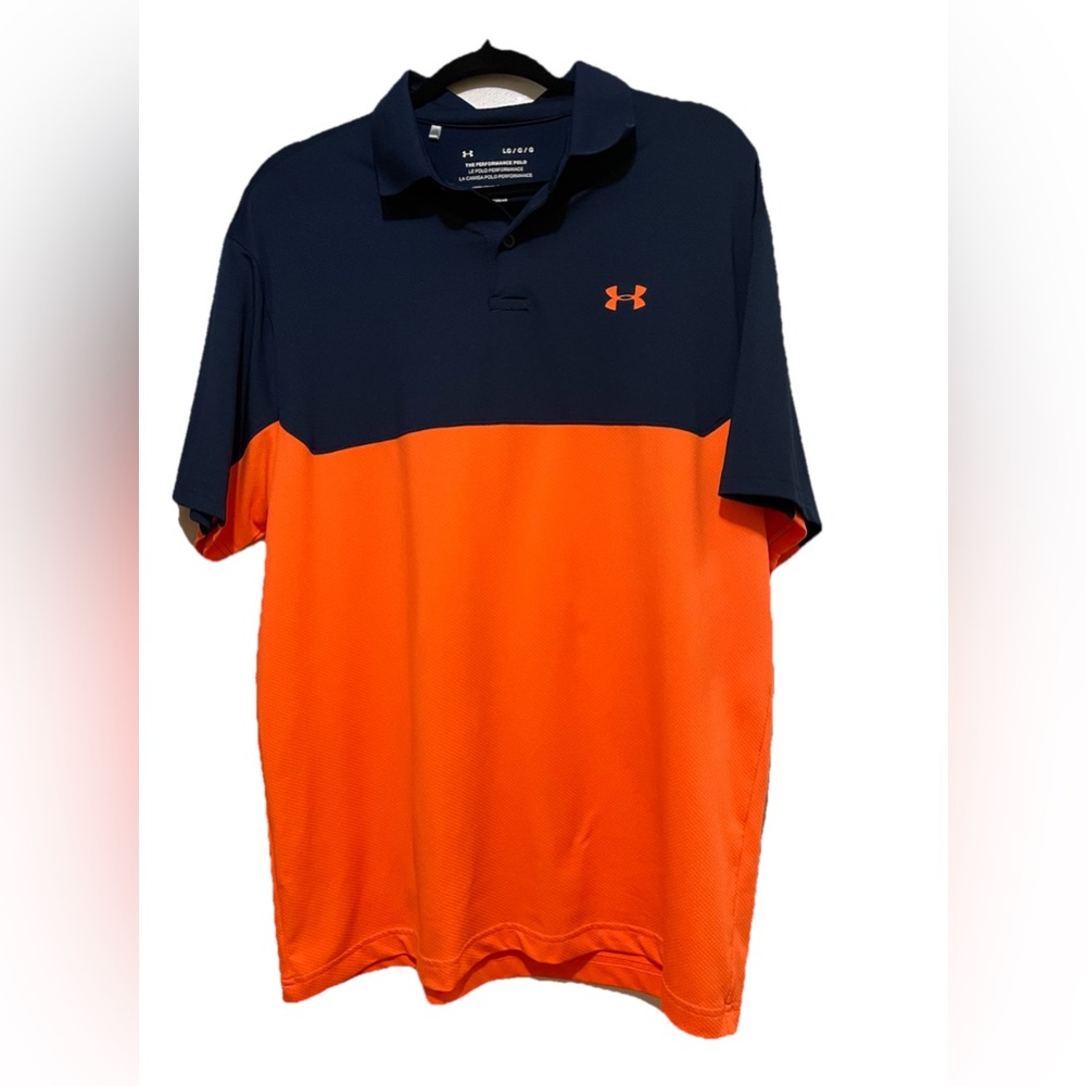 Under Armour The Performance Polo Navy And Orange Size Large EUC!!